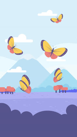 motion graphic of butterfly swarm flying background