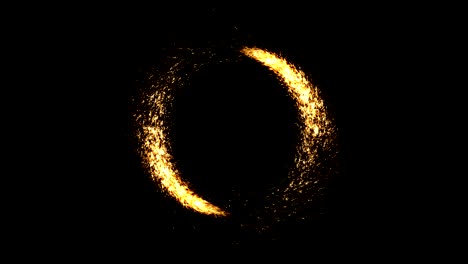 dos cometas dando vueltas con aparición y desaparición. vórtice abstracto con partículas de brillo dorado.