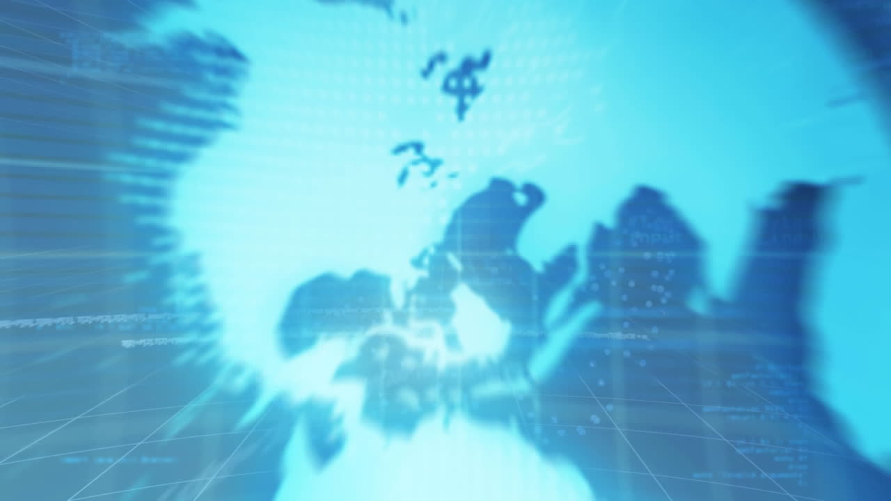 연결 네트워크와 데이터 처리와 함께 지구의 애니메이션