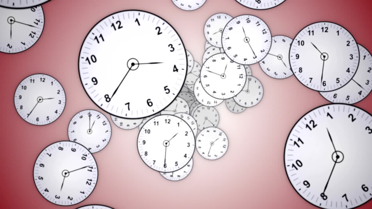 relojes cayendo fondo, animación, renderización, concepto de viaje en el tiempo, bucle