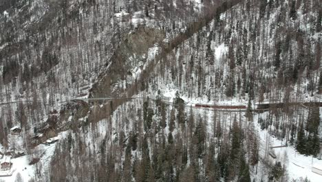 Aerial-views-of-the-swiss-city-of-Zermatt-in-winter