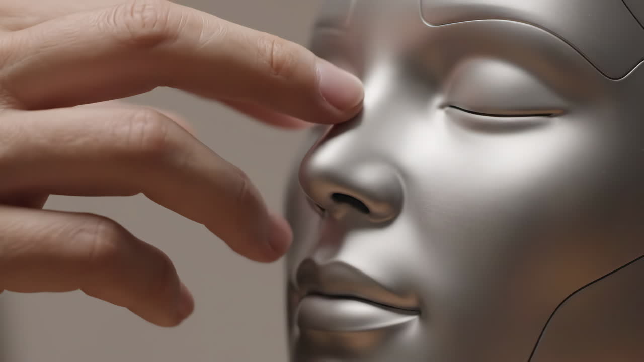 Robot face being touched