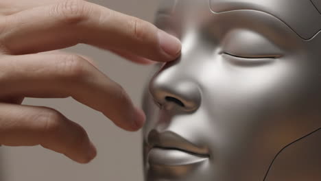 robot face being touched