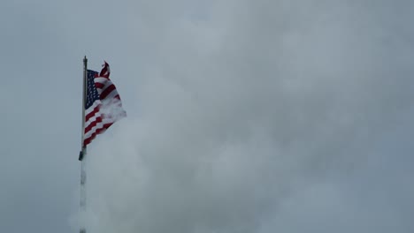 pollution engulfs american flag smoke stack factory