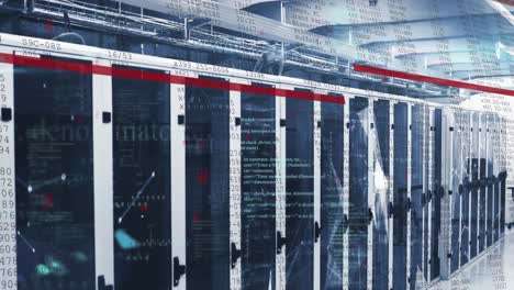 animation of data processing and plexus networks against computer server room