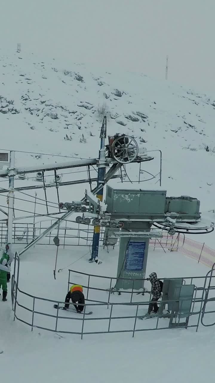 Ski Lift in Snowy Mountain