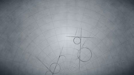 animación de bucle de transición con patrones geométricos científicos en matemáticas. matemáticas y antecedentes educativos. círculo y línea.