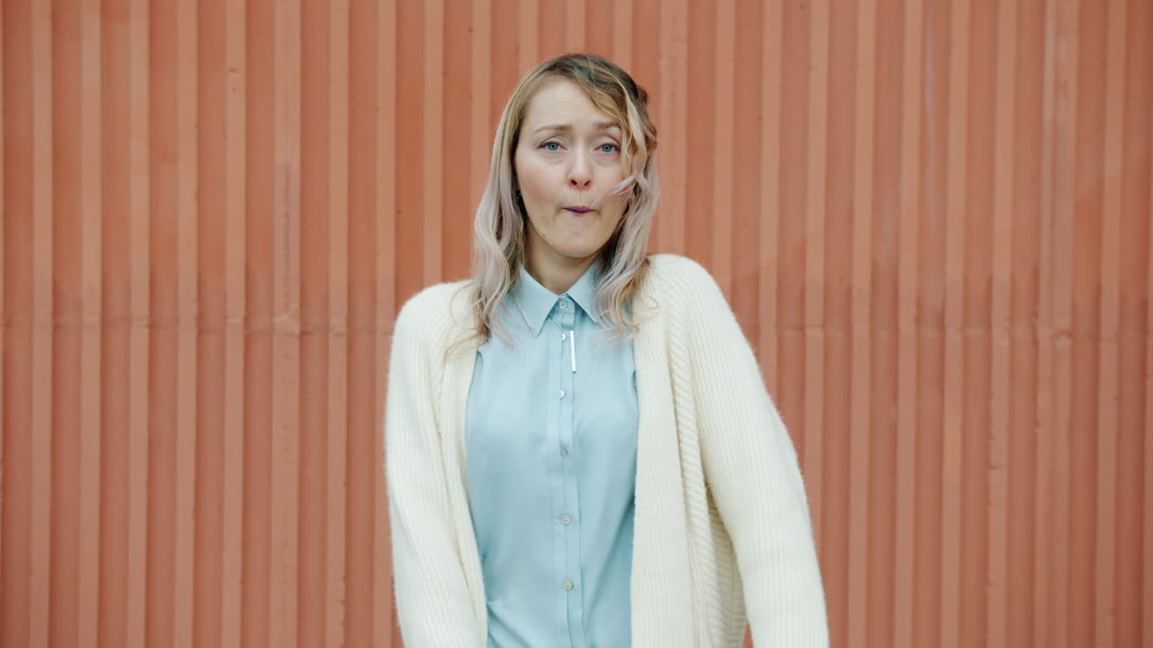 Woman expressing emotion through sign language