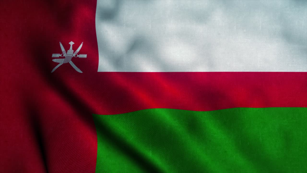 바람에 흔들리는 오만 발, 오만 국기, 오만의 표지판, 시엄리스 루프 애니메이션