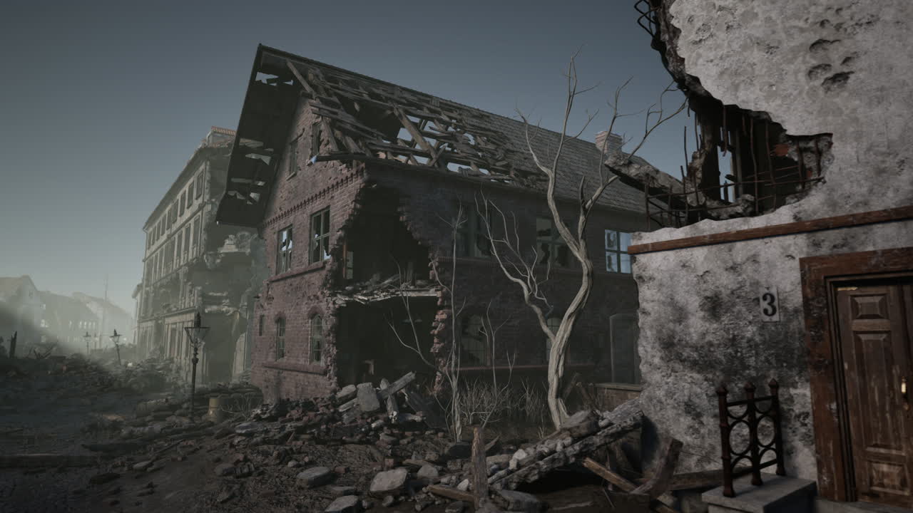 종말 이후의 도시에서 폐허가 된 건물