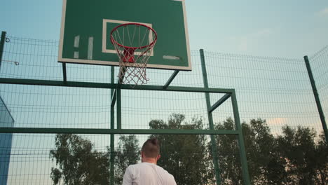 man shooting a basketball