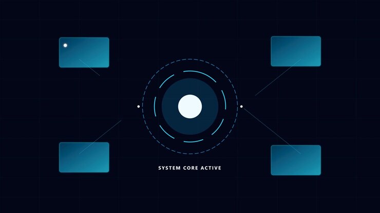 Futuristic Digital Interface with System Core Active Animation