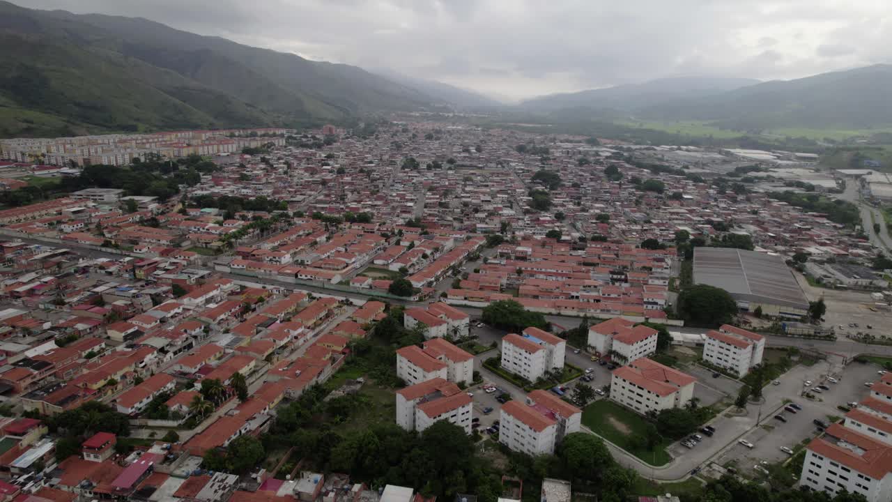 Aerial View of an Urban Town in the Mountains