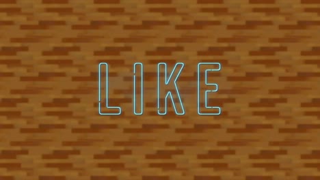 animation of flickering blue neon text, like, over digital brick wall texture