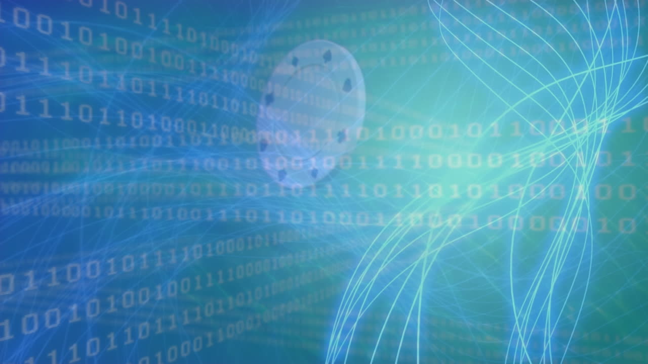 animación del procesamiento de datos y codificación binaria sobre fichas de casino