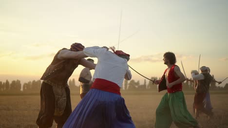 battle of the ukrainian cossacks with the turks on the field at sunset 12