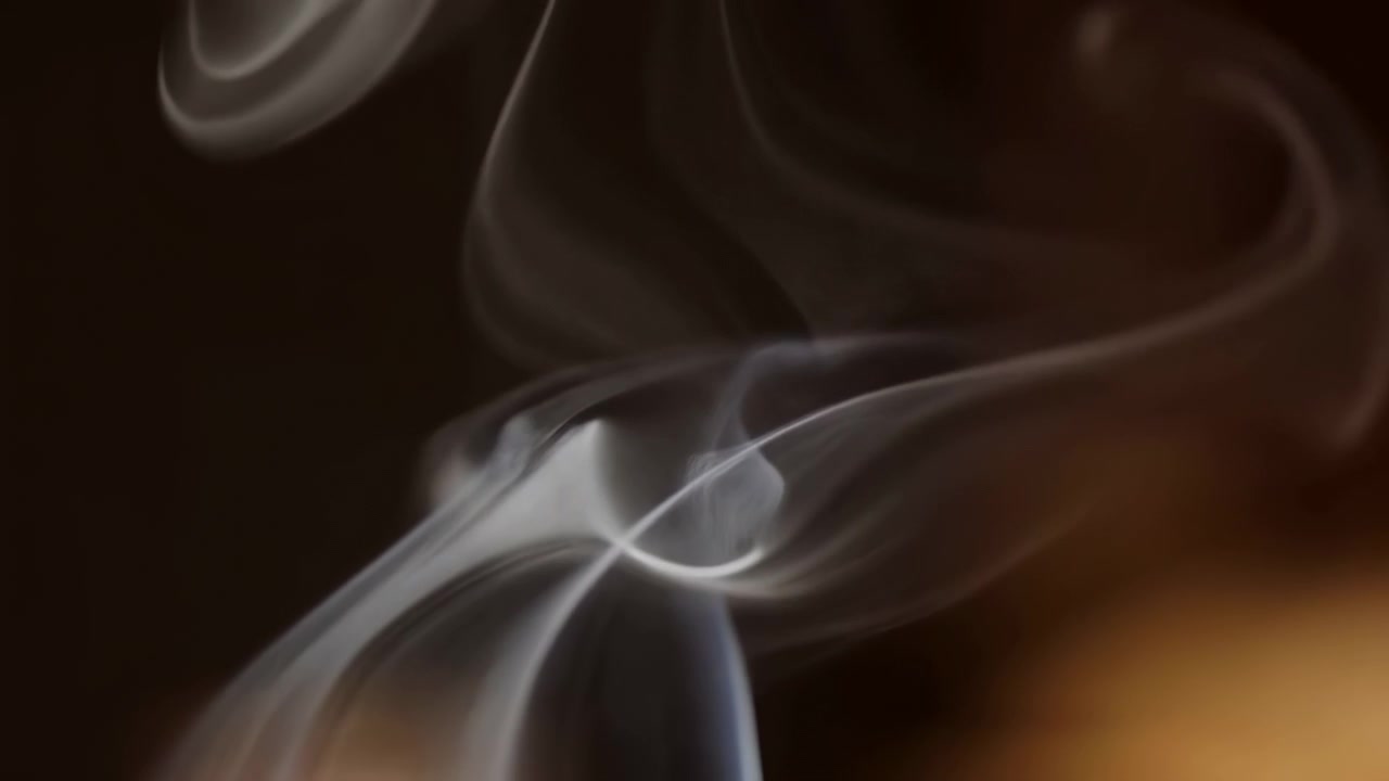 White Smoke Curls On Dark Backdrop, Slow Rising Tendrils Forming Graceful Spirals, Evocative Ritual Ambience