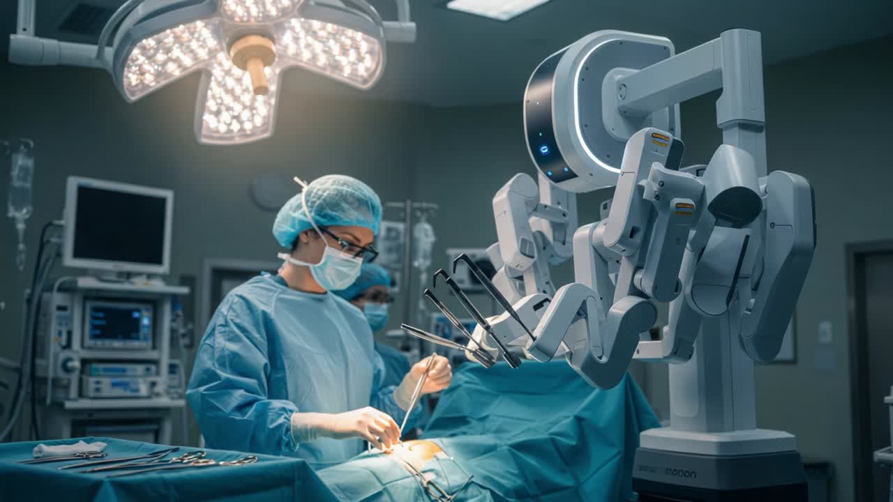 Advanced Robotic Surgery: A Surgeon's Precision and Innovation in the Operating Room with State-of-the-Art Equipment and Modern Medical Techniques