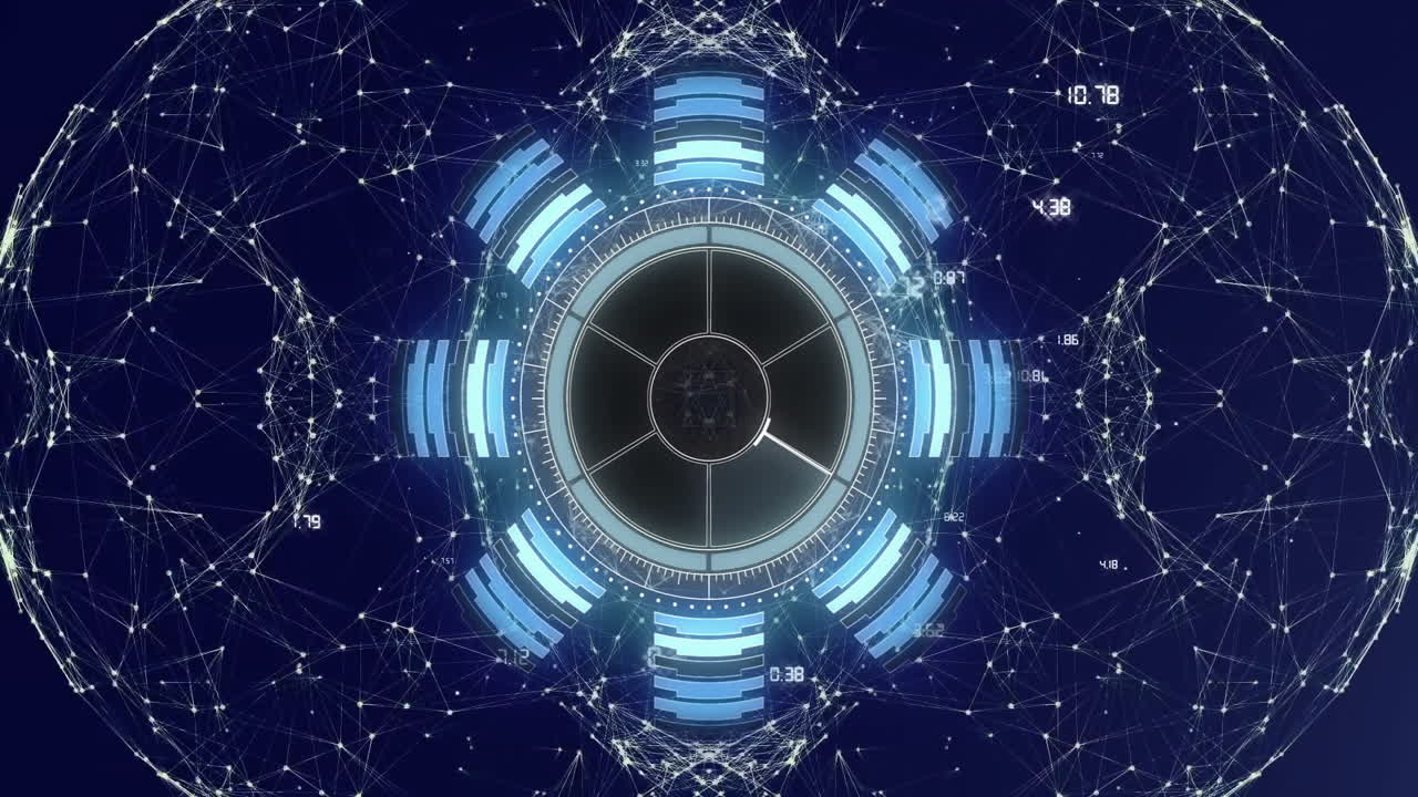 파란색 배경 위의 데이터 처리 및 범위 스캐닝의 애니메이션