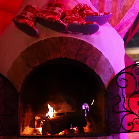 fireplace with blazing fire