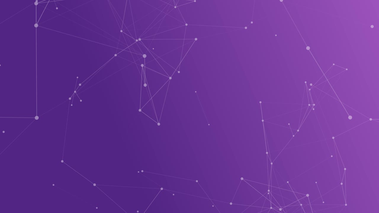 fondo abstracto animado limpio y simple con formas geométricas de plexo plano con puntos aleatorios interconectados por líneas rectas, sobre un fondo degradado de color púrpura y rosa brillante