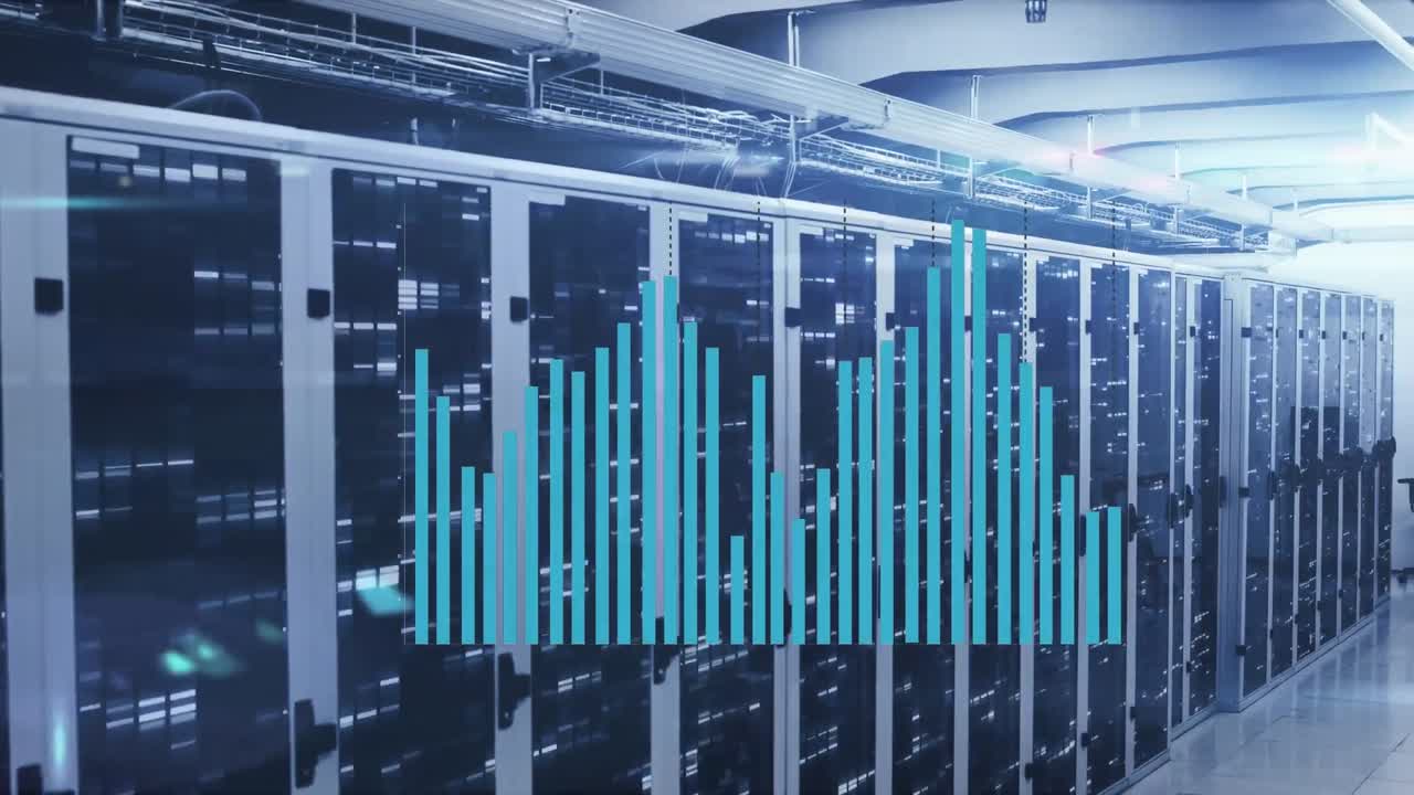 Animation of data processing over server room