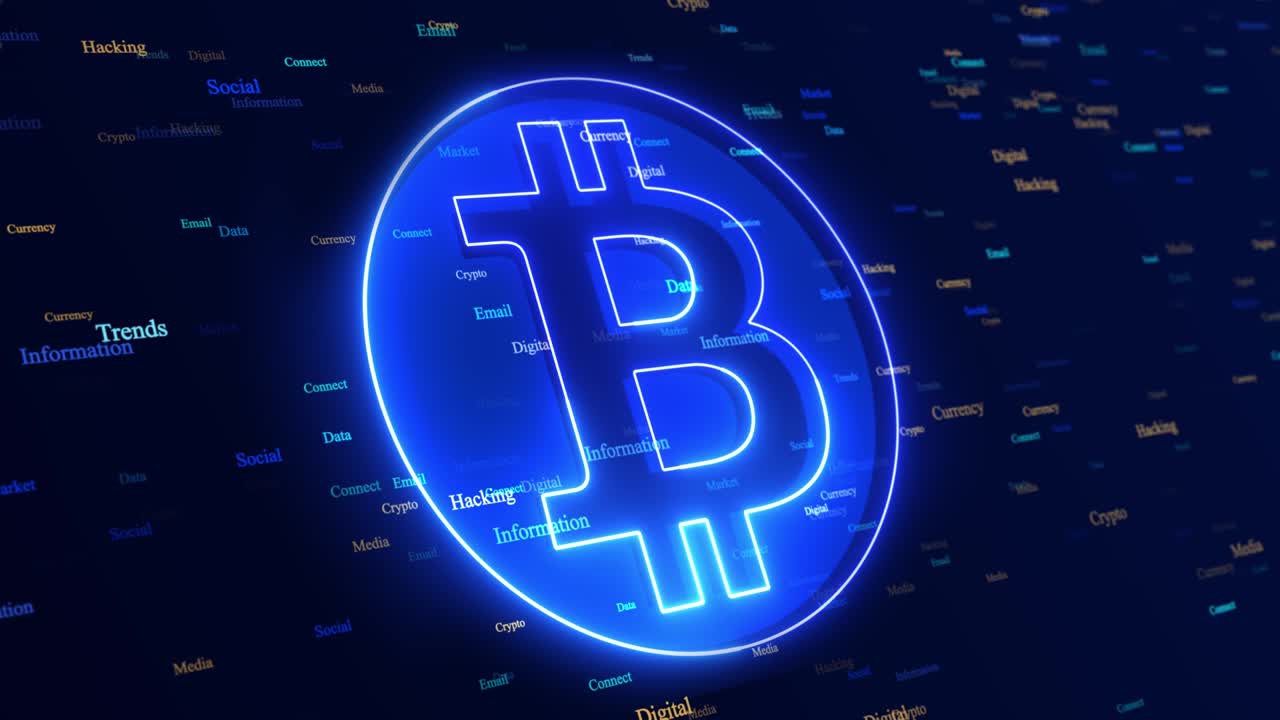 criptomoneda digital bitcoin red de encriptación de cadena de bloques, el fondo del bucle de dinero mundial