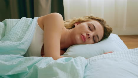 close up of woman having a relaxed sleep