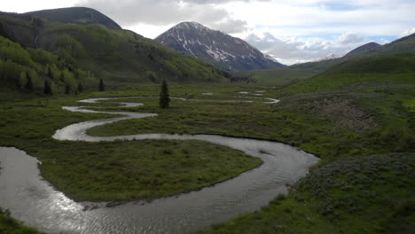 forward movement aerial colorado east river and gothic mountain