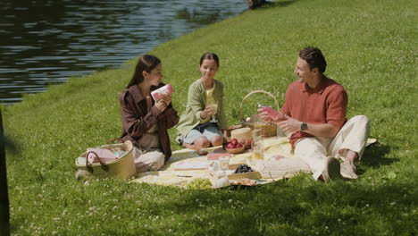 family picnic by the lake