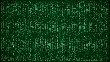 bucle de animación de circuito verde denso de la placa base