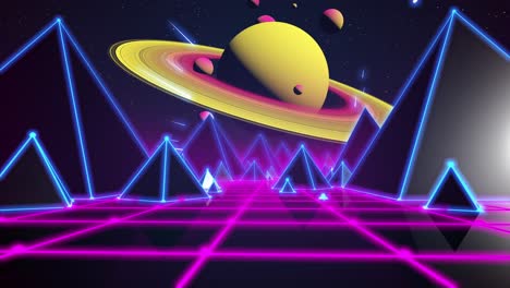 aventura espacial retro de neón