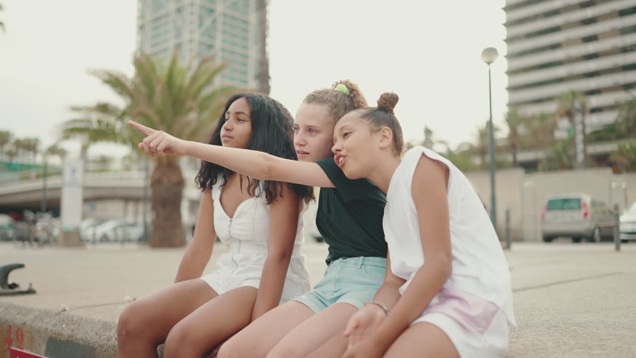 Three Teenage Friends Enjoying a Day Out in the City