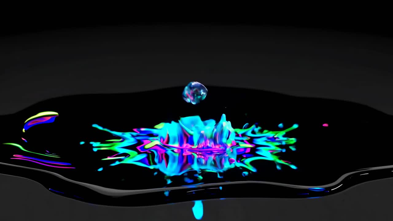 Colorful Paint Splash on Black Surface