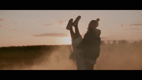 couple enjoying a romantic sunset