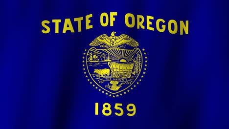 loopable state flag of the state of oregon. digital animation waving background. (united states of america). front side with logo.