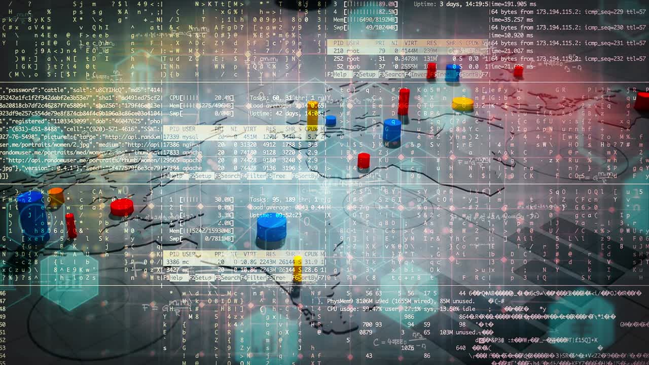 4k animation of various business icons in with infographics background