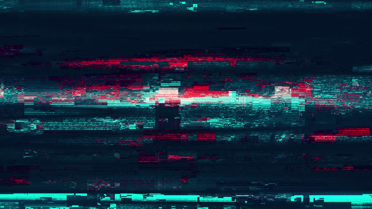 Abstract Digital Glitch Noise with Red and Cyan Colors