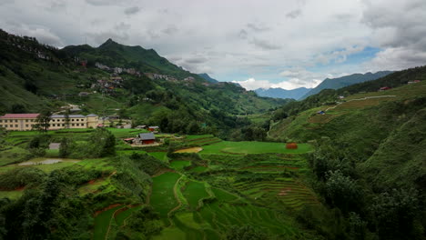 stunning aerial view of rice terraces in the mountains of vietnam