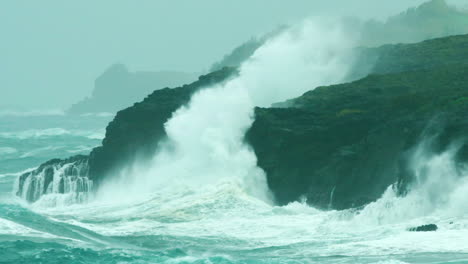 stunning stormy footage of an azorean coastline being pounded by the ocean