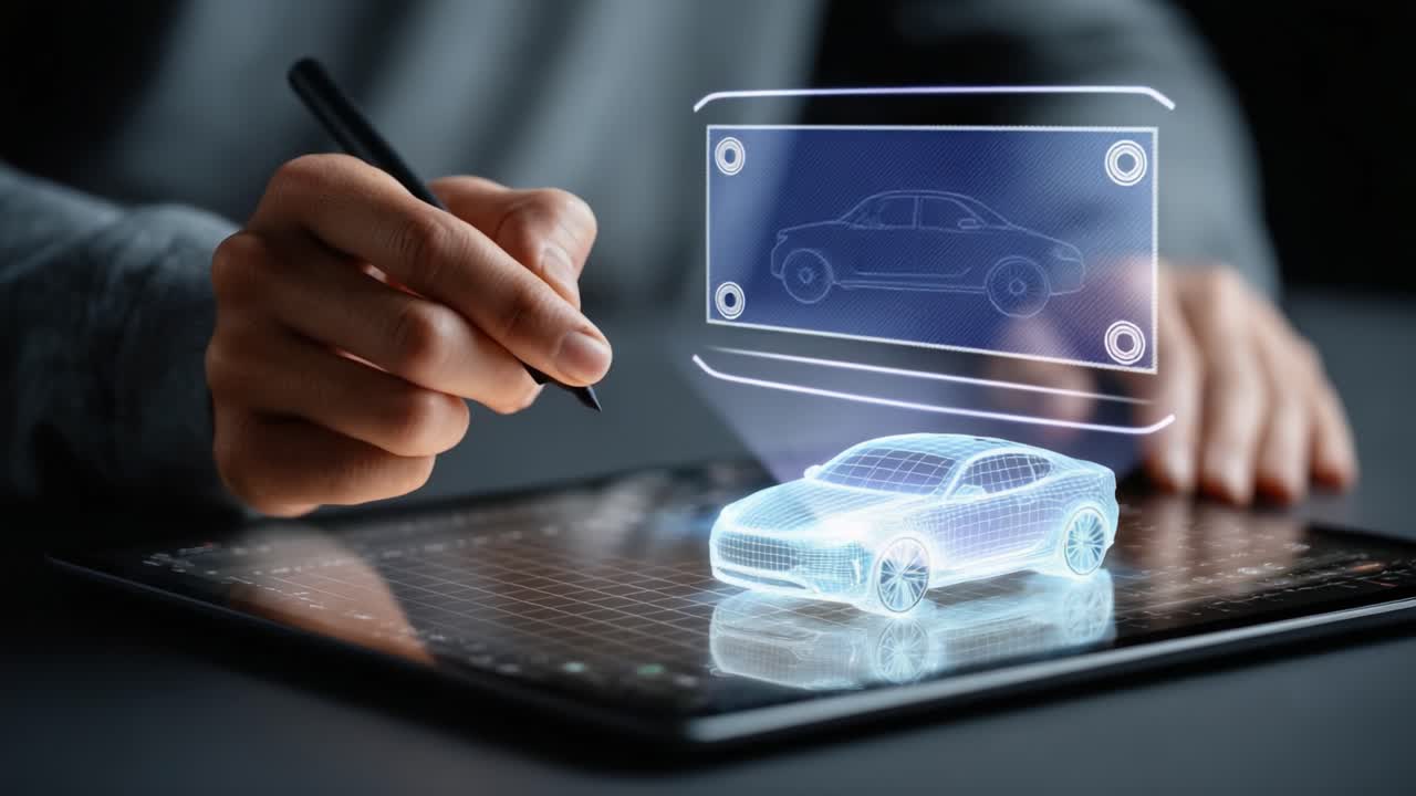 Innovative 3D Design Techniques: Creating and Modifying Digital Car Models Using Tablet Technology and Holographic Visualizations