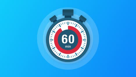 the 60 minutes, stopwatch icon. stopwatch icon in flat style, timer on on color background. motion graphics.