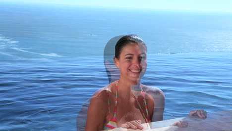 woman immersing her body in water