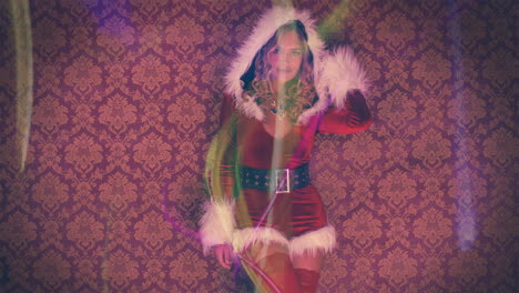 papá noel y la mujer en disfraz de navidad para el rodaje de discoteca de navidad