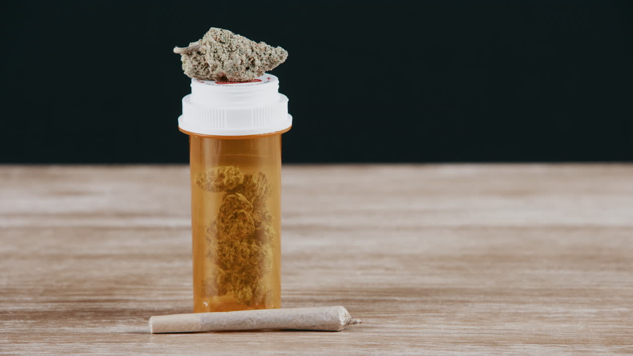 Tørret marihuana i en flaske.