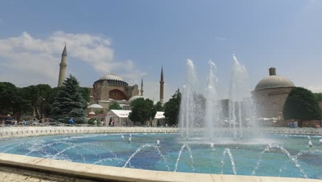hagia sophia and fountain in istanbul, turkey in a beautiful summer day
