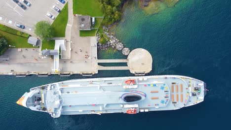 ferry docking at the tobermory terminal in ontario canada