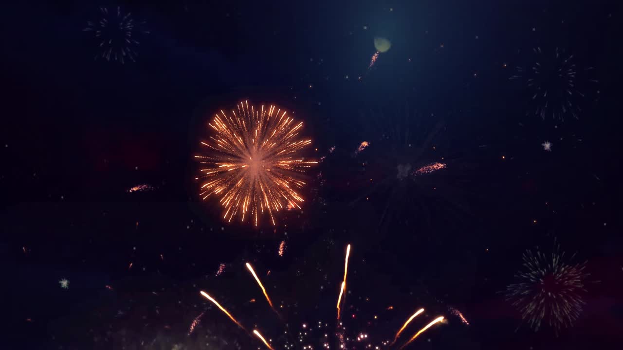 espectáculo de fuegos artificiales por la noche