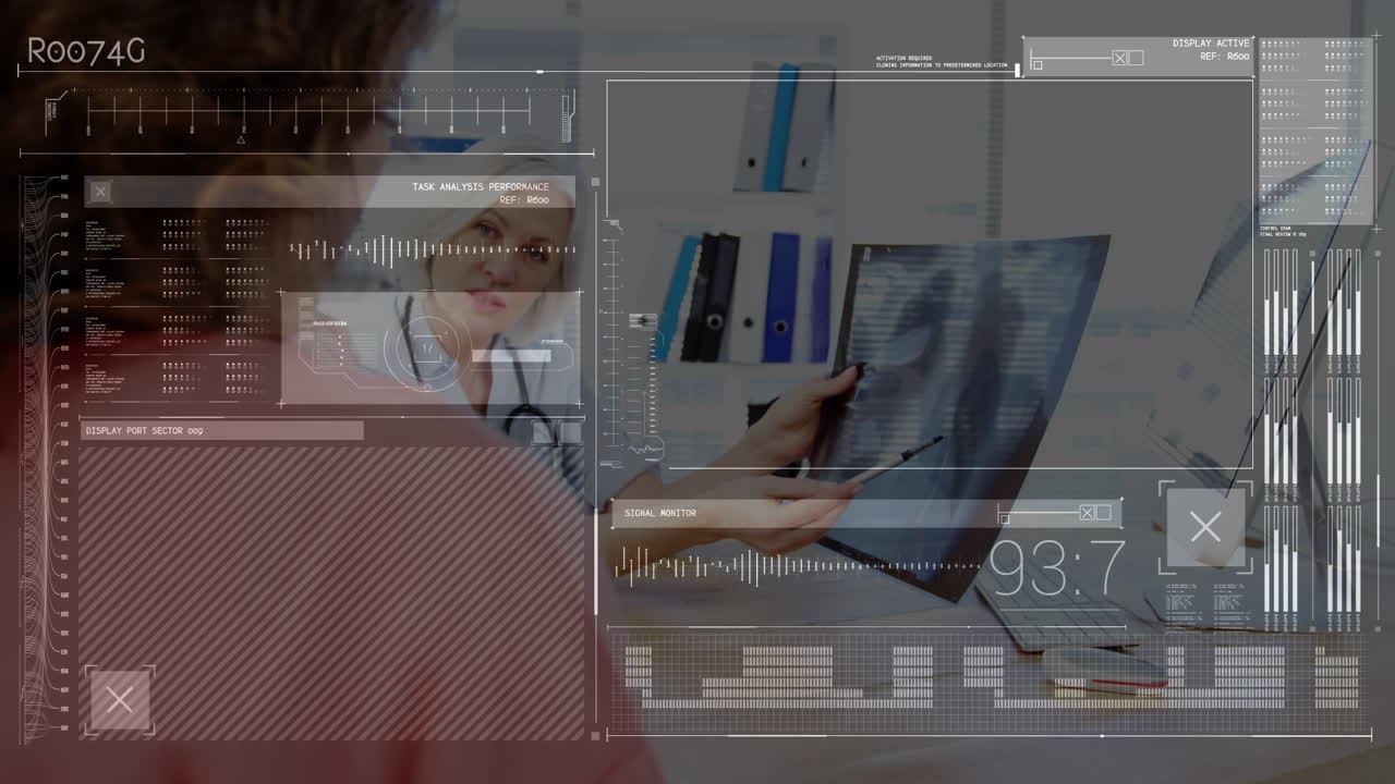 animación del procesamiento de datos sobre diversos médicos y pacientes