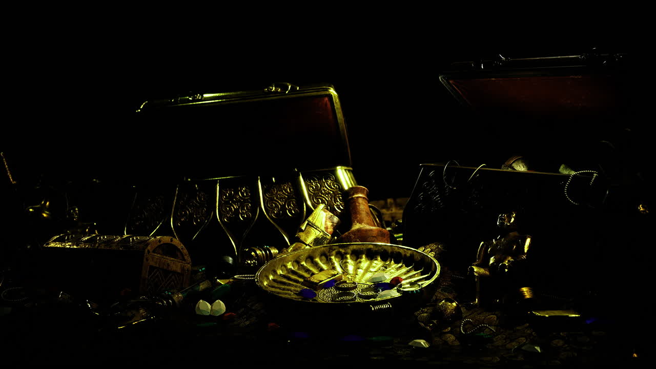 Hidden treasures await discovery in ancient chests filled with gold